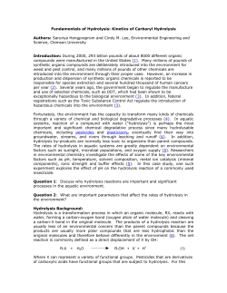 Kinetics of Carbaryl Hydrolysis - College of Engineering, Computing
