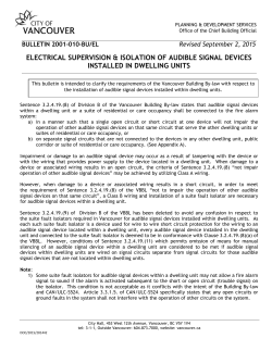 Bulletin 2001-010-BU/EL - City of Vancouver Bulletins and Advisories