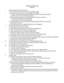 AMERICAN ROMANTICISM 1800-1860 I. Values