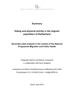 Summary Eating and physical activity in the migrant