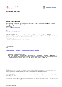 University of Groningen Salinity-gradient power Post, Jan W.