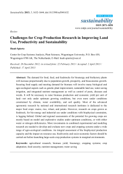 Challenges for Crop Production Research in Improving Land Use