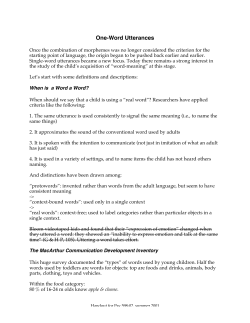 7. One-Word Utterances