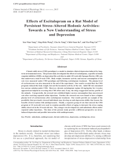 Effects of Escitalopram on a Rat Model of Persistent Stress