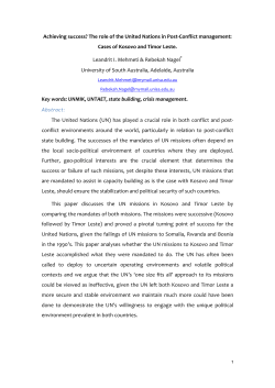 1 Achieving success? The role of the United Nations in Post