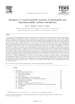 Energetics of overall metabolic reactions of thermophilic and