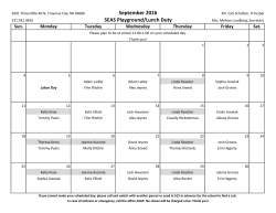 Lunch Duty Schedule
