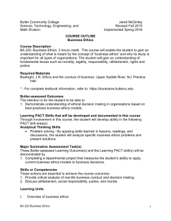 Outcomes Based Course Outline Revision