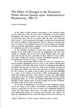 The Effect of Changes in the Tanzanian Public Service System upon