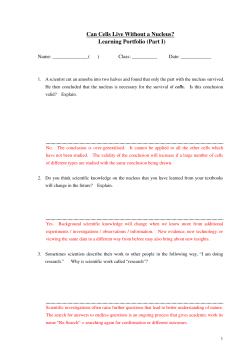 Can Cells Live Without a Nucleus? Learning Portfolio (Part I)