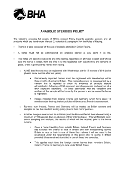 anabolic steroids policy - The British Horseracing Authority