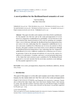 A novel problem for the likelihood