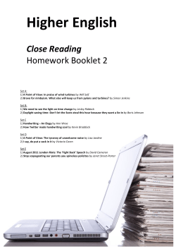 Higher Close Reading Homework Booklet 2