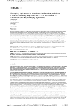 Managing Hytrosavirus Infections in Glossina pallidipes