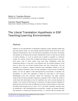 The Literal Translation Hypothesis in ESP Teaching