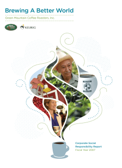 Brewing A Better World - Keurig Green Mountain, Inc.