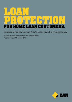 Home Loan Protection Product Disclosure Statement