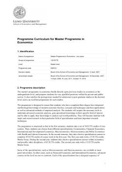 Programme curriculum MSc Economics