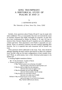 king triumphant: a rhetorical study of psalms 20 and 21