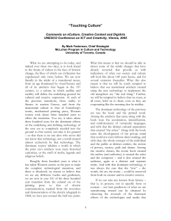 Touching Culture - University of Toronto