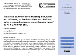Interactive comment on &ldquo;Simulating melt, runoff and refreezing