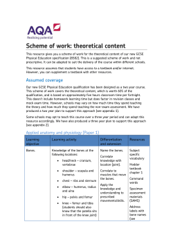 GCSE Physical Education theoretical content Scheme of work