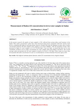 Measurement of Radon-222 concentration levels in water