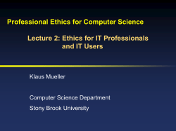 Professional Ethics for Computer Science Lecture 2