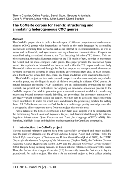JLCL 2014 - Band 29 (2) &ndash; 1-30 The CoMeRe corpus for French