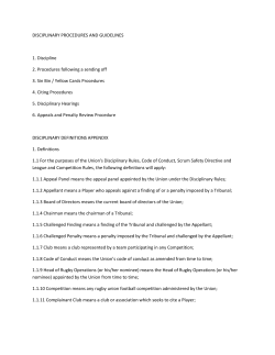DISCIPLINARY PROCEDURES AND GUIDELINES 1. Discipline 2