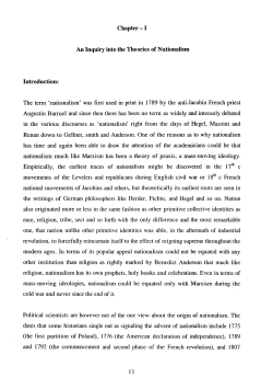 Chapter-I An Inquiry into the Theories of Nationalism Introduction