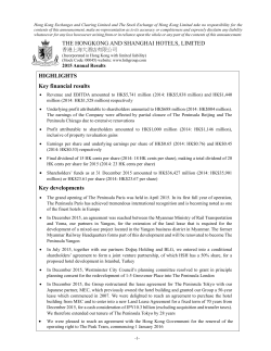 16 Mar 2016 - The Hongkong and Shanghai Hotels, Limited