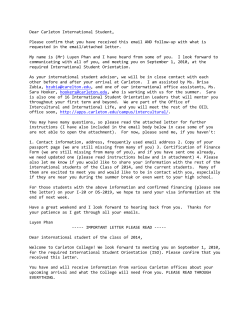 Dear Carleton International Student, Please confirm that you have