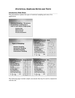 Statistical Sampling Extras