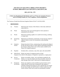 Bylaw # 579 - the South East Kelowna Irrigation District
