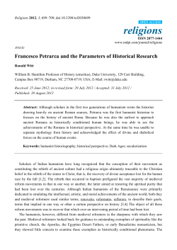 Francesco Petrarca and the Parameters of Historical Research