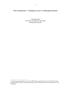 1 What is Mathematics? A Pedagogical Answer to a Philosophical