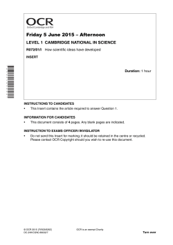 Unit R072/01 - How scientific ideas have developed - Insert