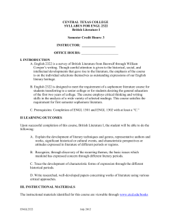 CENTRAL TEXAS COLLEGE SYLLABUS FOR ENGL 2322 British