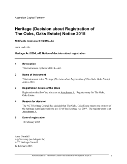 Heritage - ACT Legislation Register
