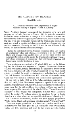 THE ALLIANCE FOR PROGRESS David Horowitz