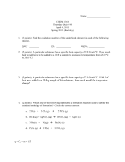 Name CHEM 1364 Thursday Quiz #10 April 4, 2013 Spring 2013