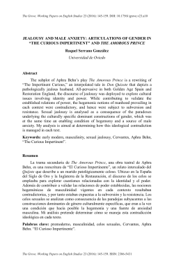JEALOUSY AND MALE ANXIETY: ARTICULATIONS OF GENDER IN