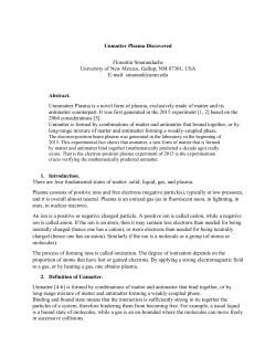 Unmatter Plasma Discovered Florentin