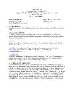 TH 310 - Theatre in Performance - Kaback