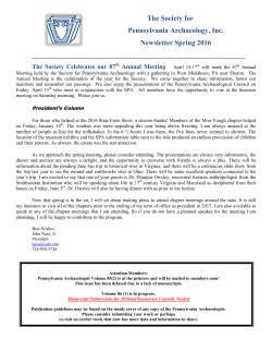 Spring 2016 - Society for Pennsylvania Archaeology