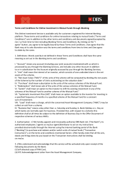 Terms and Conditions for Online Investment in Mutual Funds