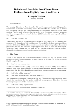 Definite and Indefinite Free Choice Items: Evidence from English