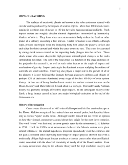1 IMPACT CRATERING The surfaces of most solid planets and