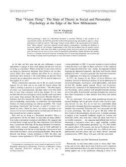 That "Vision Thing": The State of Theory in Social and Personality